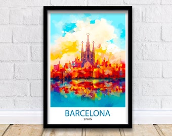 Barcelona Spain Travel Print  Barcelona Wall Decor Barcelona Poster Spain Travel Prints Barcelona Art Print Barcelona