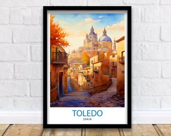 Toledo Spain Travel Print  Toledo Wall Decor Toledo Poster Spain Travel Prints Toledo Art Print Toledo Illustration Toledo Wall Art