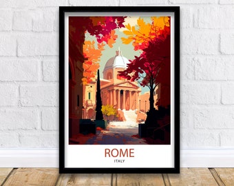 Impresión de viaje de Roma, Italia, decoración de pared de Roma, decoración del hogar de Roma, ilustración de Roma, Italia, póster de viaje, regalo para la decoración del hogar de Roma, Italia
