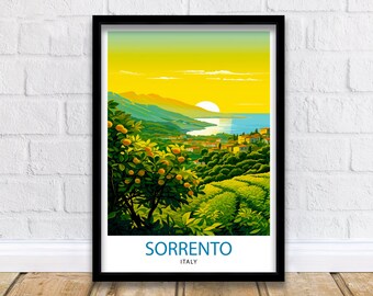 Sorrento Italy Travel Print  Sorrento Wall Decor - Sorrento Poster  Italy Travel Prints Sorrento Art Print Sorrento Italy Illustration