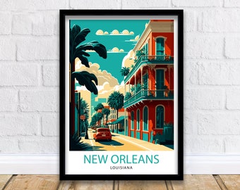 New Orleans Travel Print| New Orleans Wall Decor New Orleans Home Living Decor New Orleans Illustration Travel Poster Gift For New Orleans