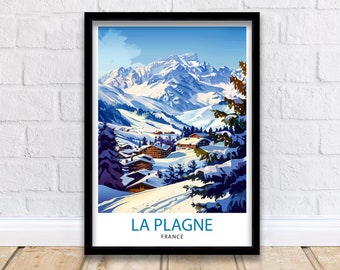 La Plagne France Travel Print Wall Decor La Plagne Wall Decor, La Plagne Home Living Decor La Plagne Illustration Travel Poster Gift For