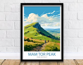 Mam Tor Peak District Travel Print  Peak District Wall Decor Mam Tor Poster Peak District Travel Prints Mam Tor Art Print Peak District