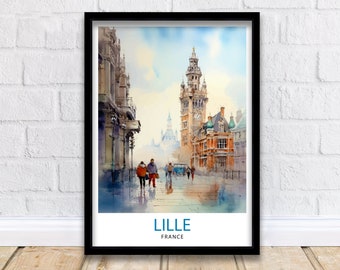 Lille France Travel Print  Lille Wall Decor Lille Poster France Travel Prints Lille Art Print Lille Illustration Lille