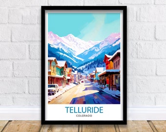 Telluride Colorado Travel Print| Colorado Wall Decor Telluride Poster Rocky Mountain Travel Prints  Colorado Art Print  Telluride