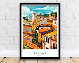 Seville Spain Travel Print  Seville Wall Art Seville Home Decor Seville Travel Poster Seville Spain Illustration Gift For Seville Spain