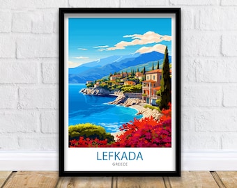 Lefkada Greece Travel Print  Lefkada Wall Decor Lefkada Poster Greece Travel Prints Lefkada Art Print Lefkada Illustration Lefkada Wall Art
