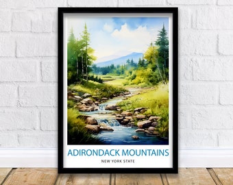 Impression de voyage dans les montagnes Adirondack | Décoration murale Adirondack, affiche Adirondack, impression de voyage à New York, impression d'art Adirondack Adirondack