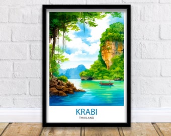 Krabi Thailand Travel Print  Krabi Wall Decor Krabi Poster Thailand Travel Prints Krabi Art Print Krabi Illustration Krabi Wall Art Thailand