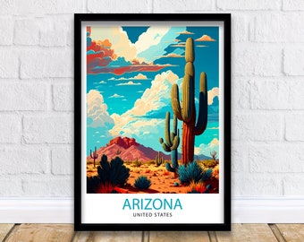 Arizona reizen print Arizona muur kunst Arizona Home decor Arizona reizen poster Arizona illustratie cadeau voor Arizona minnaar Arizona Art Print