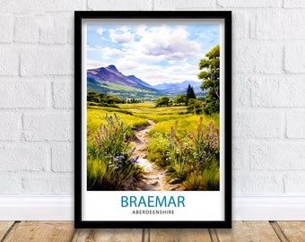 Braemar Aberdeenshire Travel Print  Braemar Wall Decor Braemar Poster Aberdeenshire Travel Prints Braemar Art Print Braemar Illustration