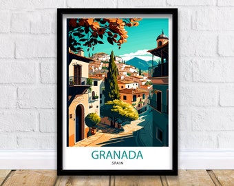 Granada Spain Travel Print  Granada Wall Art Spain Travel Poster Granada Home Decor Granada Spain Illustration Travel Prints