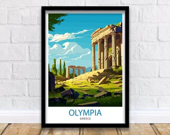 Olympia Greece Travel Print Ancient Olympia Wall Decor Greek Mythology Poster Greece Travel Prints Olympia Art Print Historical Illustration