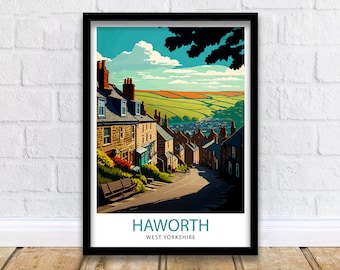 Haworth Yorkshire Travel Print  Haworth Wall Art Haworth Home Decor Haworth Illustration Yorkshire Travel Poster Gift For Haworth, England