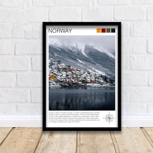 ノルウェー旅行プリント ノルウェー壁飾り ノルウェーポスター スカンジナビア旅行プリント ノルウェーアートプリント ノルウェーイラスト ノルウェー壁アート