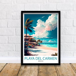 Playa del Carmen Travel Print Playa del Carmen Wall Decor Playa del Carmen Home Living Decor Playa del Carmen Ilustración Cartel de viaje