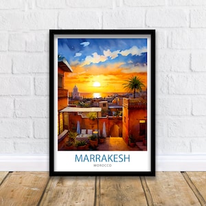 Impression de voyage à Marrakech | Affiche de Marrakech | Maroc Imprimer | Maroc | Marrakech | affiche de voyage | Art mural Marrakech | Affiche Maroc