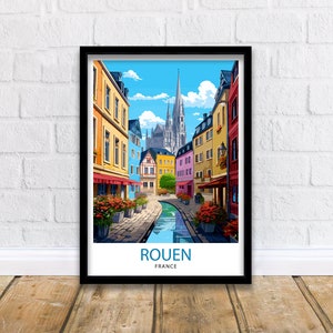 Rouen France Travel Print  France Wall Decor Rouen Poster Normandy Travel Prints France Art Print Rouen Illustration France Wall Art City