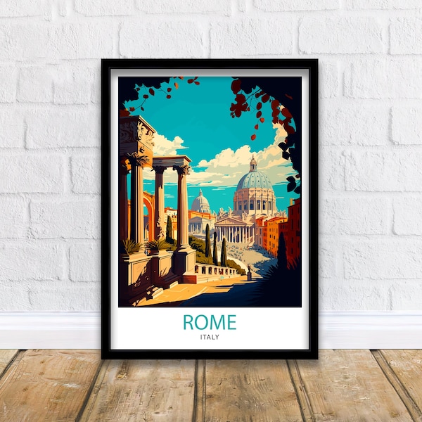 Impression de voyage Rome Italie Art mural Rome Italie Affiche de voyage Italie Décoration d'intérieur Rome Italie Illustration cadeau de voyage pour Rome Italie Art mural