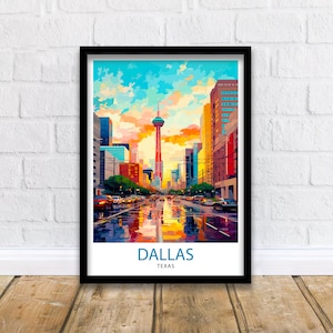 Dallas Texas Travel Print| Dallas Wall Decor Dallas Poster USA Travel Prints Dallas Art Print Dallas Illustration Dallas Wall Art