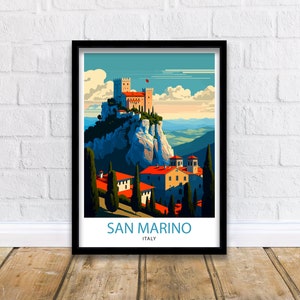 San Marino Italy Travel Print  San Marino Wall Decor San Marino Home Living Decor San Marino Italy Illustration Travel Poster Gift