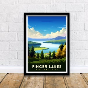 Impresión de viaje Finger Lakes, estado de Nueva York/Decoración de pared Finger Lakes Póster Finger Lakes Impresiones de viajes del estado de Nueva York Impresión artística Finger Lakes