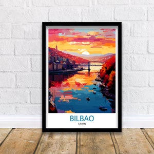 Bilbao Spain Travel Print  Bilbao Wall Decor Bilbao Home Living Decor Bilbao Illustration Travel Poster Gift For Bilbao Spain Home Decor