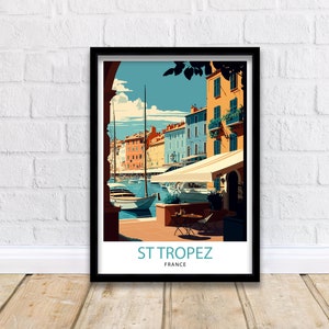 St Tropez France Travel Print  St Tropez Wall Decor St Tropez Poster France Travel Prints St Tropez Art Print St Tropez Illustration