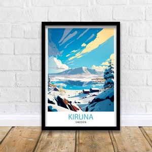 Kiruna Sweden Travel Print  Kiruna Wall Art Kiruna Home Decor Kiruna Sweden Illustration Travel Poster Gift for Kiruna Sweden Home Decor