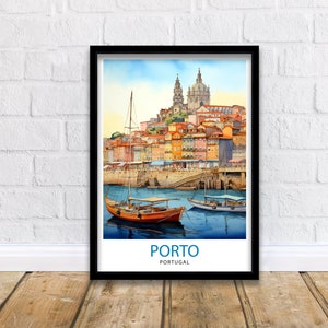 Impresión de viaje de Oporto, Portugal Decoración de pared de Oporto Póster de Oporto Impresiones de viaje de Portugal Impresión artística de Oporto Ilustración de Oporto Arte de pared de Oporto