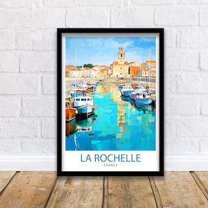 La Rochelle reisafdruk La Rochelle muurdecoratie Frankrijk illustratie reisposter cadeau voor La Rochelle woondecoratie