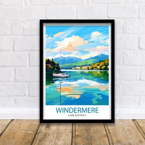Lake Windermere Travel Print  | Lake District Print | Lake District Art | Lake District Poster | The Lake District | Travel Print