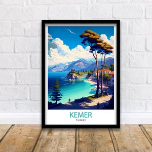 Kemer Turkey Travel Print  Kemer Wall Decor Kemer Home Living Decor Kemer Illustration Travel Poster Gift For Kemer Turkey Home Decor