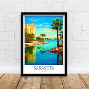 Sarasota Florida Travel Print| Sarasota Wall Decor Sarasota Poster Florida Travel Prints Sarasota Art Print Sarasota Illustration Sarasota