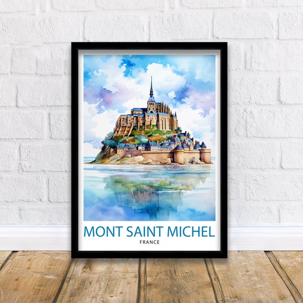 Mont Saint-Michel Reisedruck Mont Saint-Michel Wandkunst Mont Saint-Michel Frankreich Illustration Reiseplakat Geschenk für Mont Saint-Michel