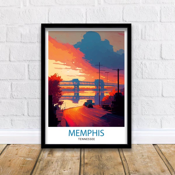 Memphis Tennessee Travel Print| Memphis Wall Decor Memphis Home Living Decor Memphis Illustration Travel Poster Gift for Memphis