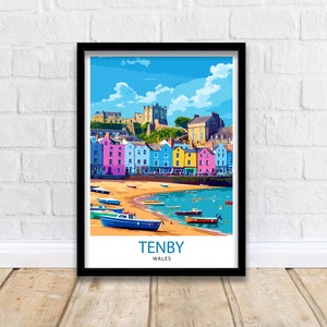 Tenby Pembrokshire Travel Poster, Art Print , Wall Art, Art Print