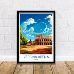 Verona&#39;s Arena Rome Travel Print  Verona Wall Decor Verona Poster Rome Travel Prints Verona&#39;s Arena Art Print Verona&#39;s Arena Illustration