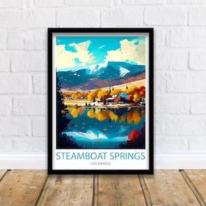 Steamboat Springs Colorado Travel Print  Ski Resort Wall Decor Rocky Mountain Travel Poster Colorado Mountain Art Winter Wonderland Print