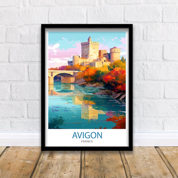 Avignon France Travel Print , Avignon Wall Decor, Avignon Home Living Decor, Avignon France Illustration, Travel Poster Gift for Avignon