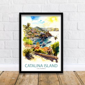 Catalina Island California Travel Print| Wall Art Decor Catalina Island Illustration Poster Gift For Catalina Island Lover California