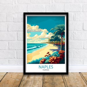 Naples Florida Travel Print| Naples Wall Art Naples Decor Florida Travel Poster Naples Illustration Naples Gift Florida Home Decor