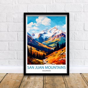 San Juan Mountains Colorado Travel Print| Colorado Wall Decor San Juan Mountains Poster Rocky Mountain Travel Prints Colorado Art