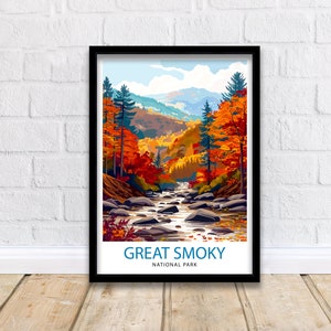 Great Smoky Mountains National Park Reise-Druck Wand-Dekor Wandkunst Great Smoky Mountains Wandbehang Home Décor Great Smoky