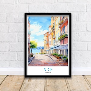 Nice France Travel Print  Nice Wall Art Nice Poster French Riviera Decor Nice Art Print Nice Illustration Nice Wall Decor France Print Nice
