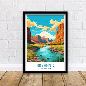 Impressão de viagem do Parque Nacional Big Bend | Decoração de parede Big Bend Texas Home Living Decor Big Bend Texas Ilustração Cartaz de viagem Presente