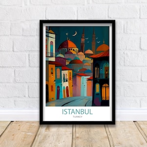 Istanbul Turkey Travel Print  Istanbul Wall Decor Istanbul Poster Turkey Travel Prints Istanbul Art Print Istanbul Illustration