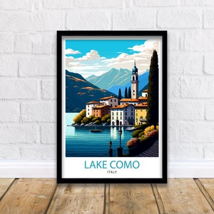Lake Como Italy Travel Print  Wall Decor Home Living Decor Italy Illustration Travel Poster Gift For Italy Home Decor