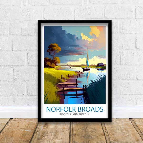 Norfolk Broads Travel Print  Norfolk Broads Wall Decor Norfolk Broads Poster England Travel Prints Norfolk Broads Art Print Norfolk Broads