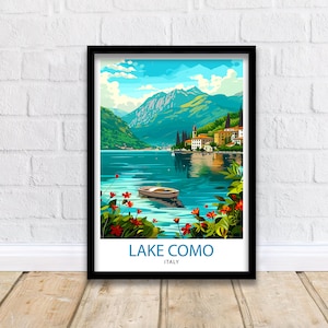 Lake Como Italy Travel Print  Wall Decor Home Living Decor Italy Illustration Travel Poster Gift For Italy Home Decor